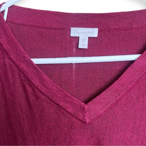 Garnet Hill 100% Linen Dolman Sleeve V-Neck Boxy Sweater Raspberry Size Medium - Picture 4 of 7